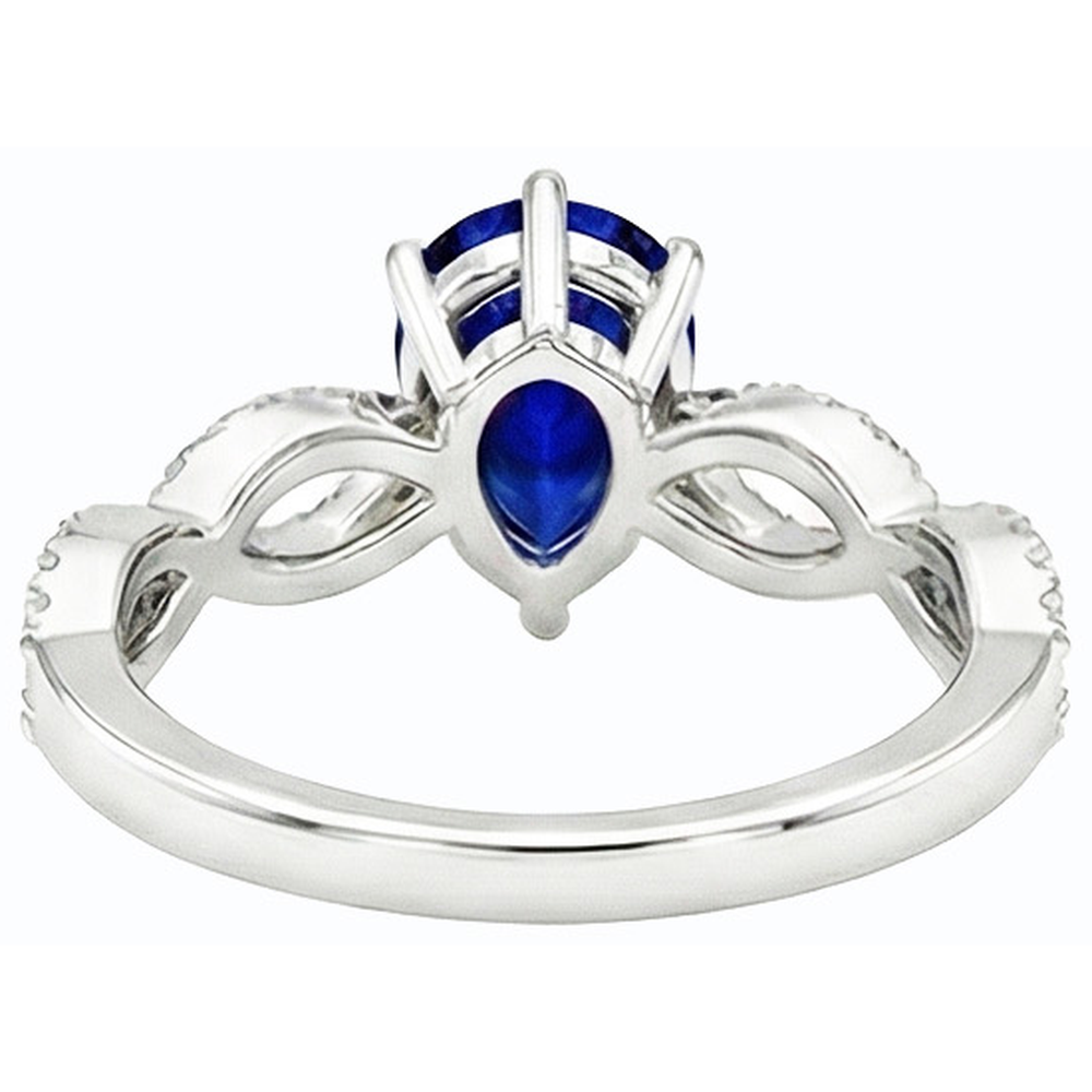 Natural Earth Mined Diamond ( Not Lab Grown ) Engagement Ring Pear Blue Sapphire 3 Carats Women’s Jewelry