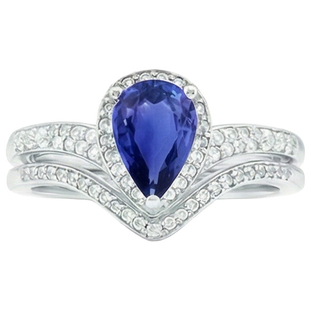 natural round sapphire 2.75ct ring top view