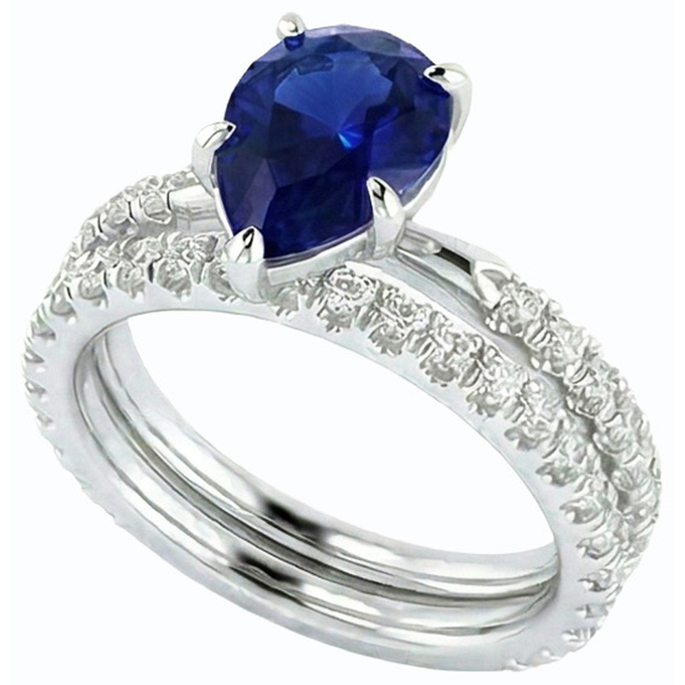 natural round sapphire 3.50ct ring side angle