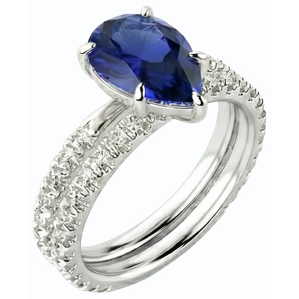 natural round sapphire 3.50ct ring top view