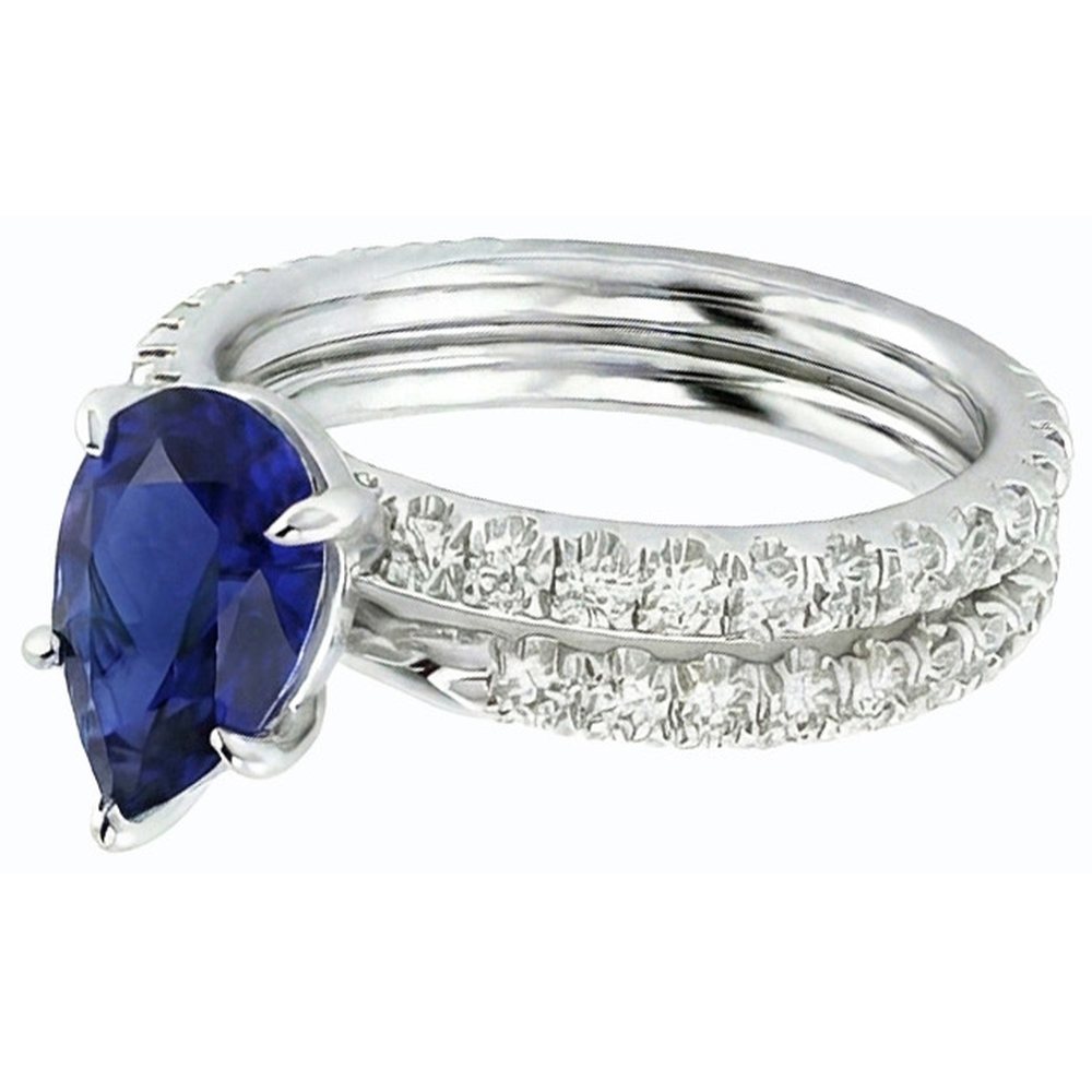 natural round sapphire 3.50ct ring profile view