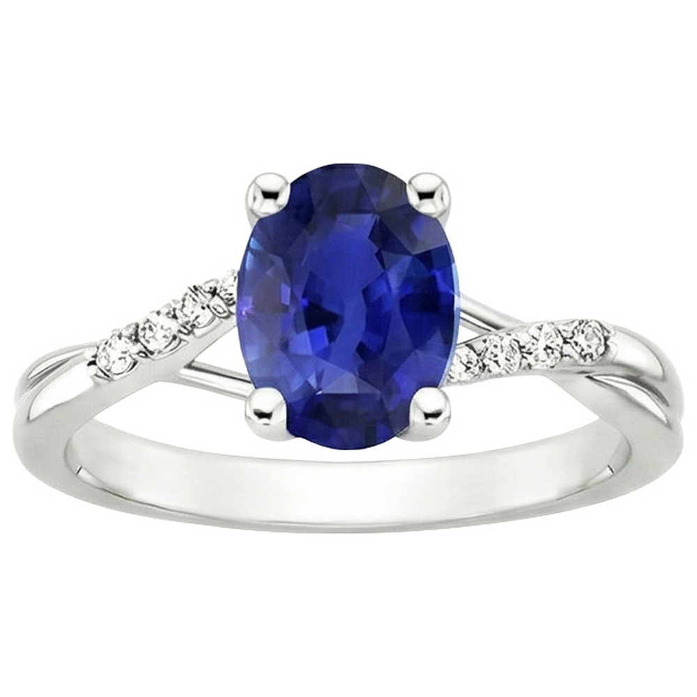 natural round sapphire 3ct ring top view