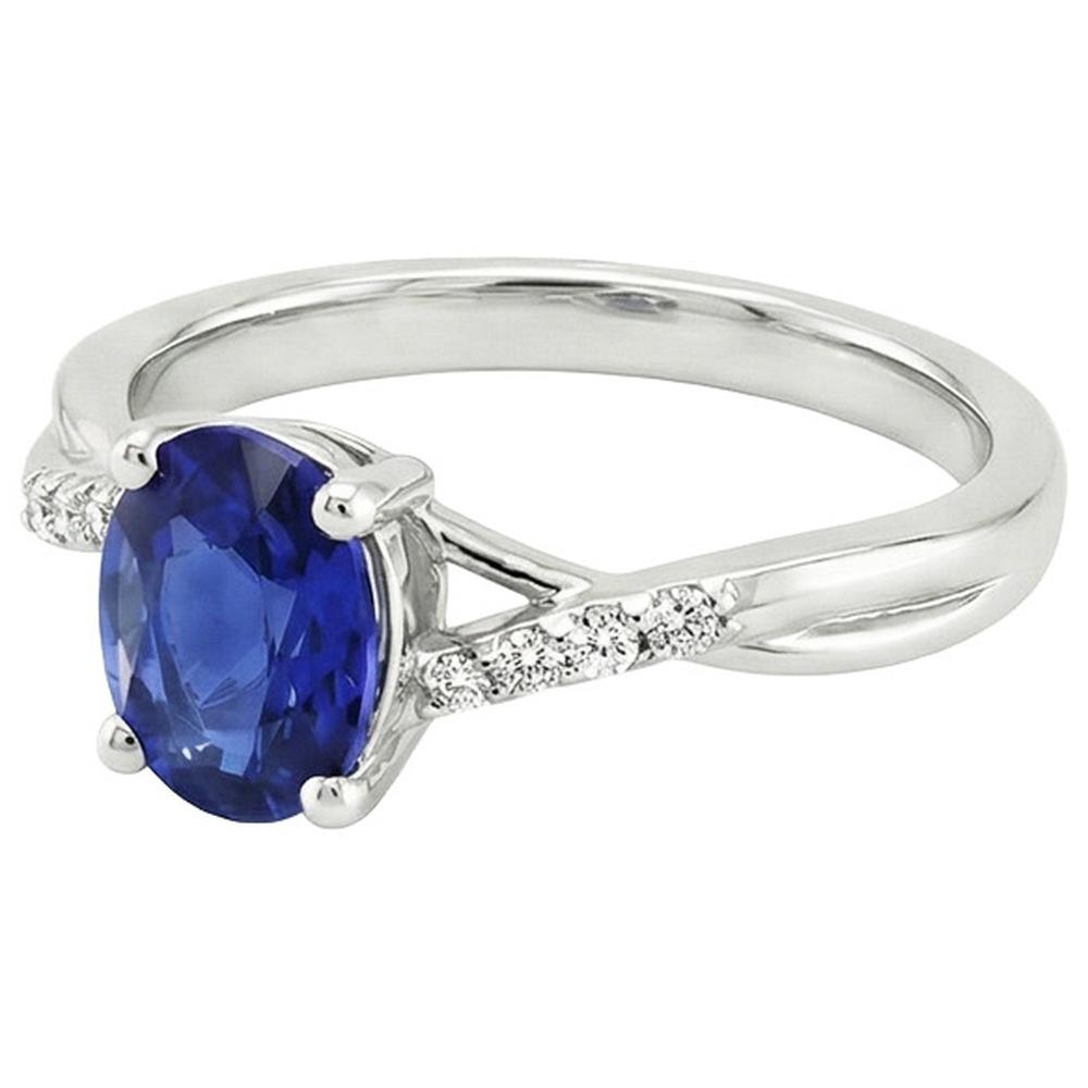 natural round sapphire 3ct ring profile view