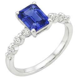 Natural Earth Mined Diamond ( Not Lab Grown ) Engagement Ring Sri Lankan Sapphire 3.50 Carats White Gold 14K