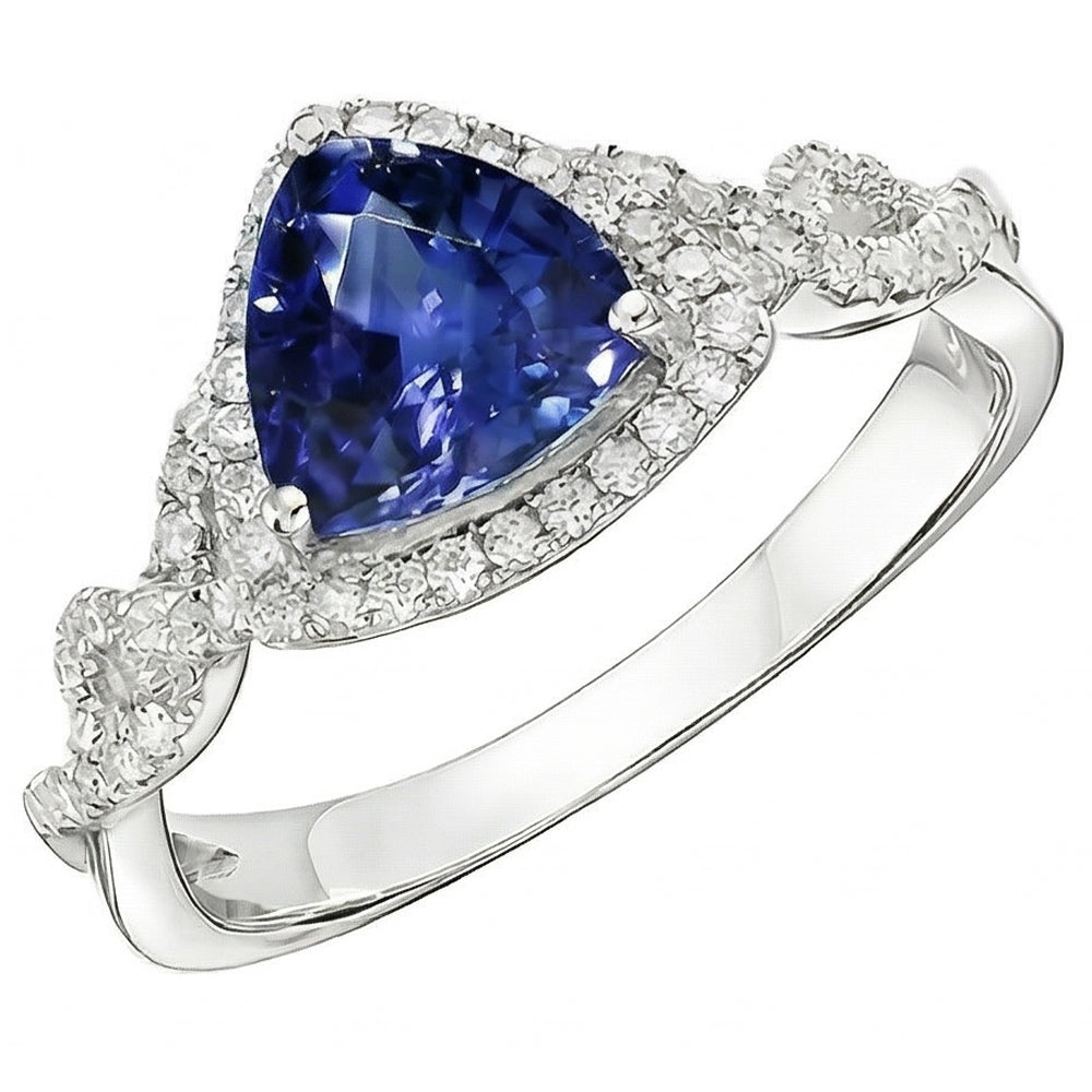 natural round sapphire 3ct ring front view