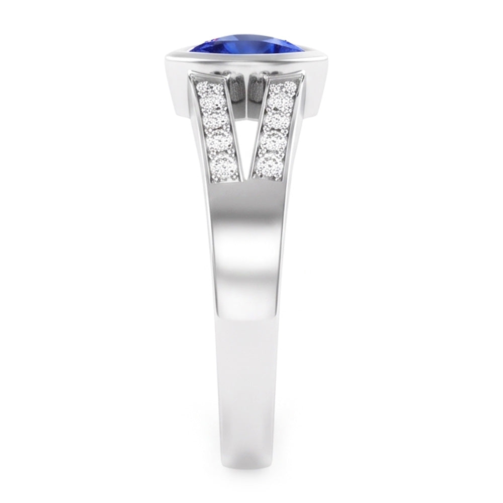 Natural Earth Mined Diamond ( Not Lab Grown ) Engagement Ring Trillion Sapphire Jewelry Split Shank 1 Carat