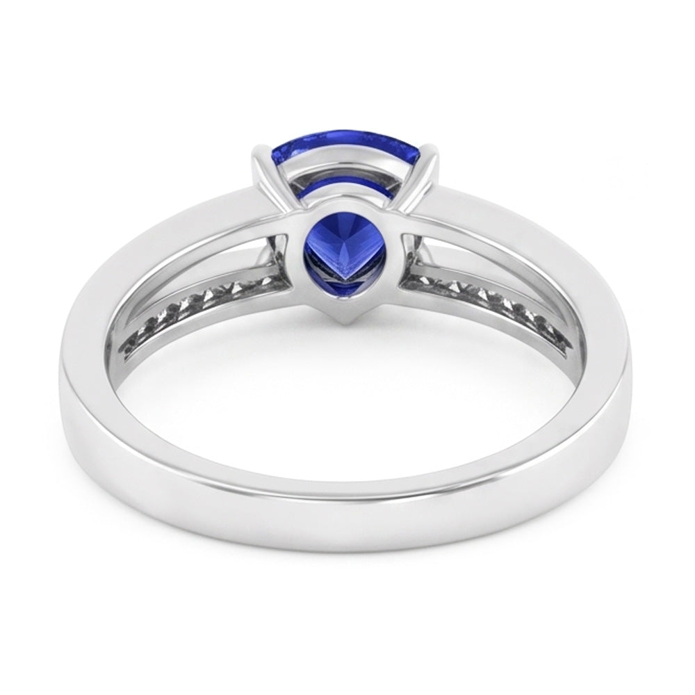 Natural Earth Mined Diamond ( Not Lab Grown ) Engagement Ring Trillion Sapphire Jewelry Split Shank 1 Carat