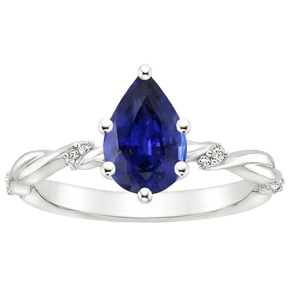 natural round sapphire 3ct ring close up detail