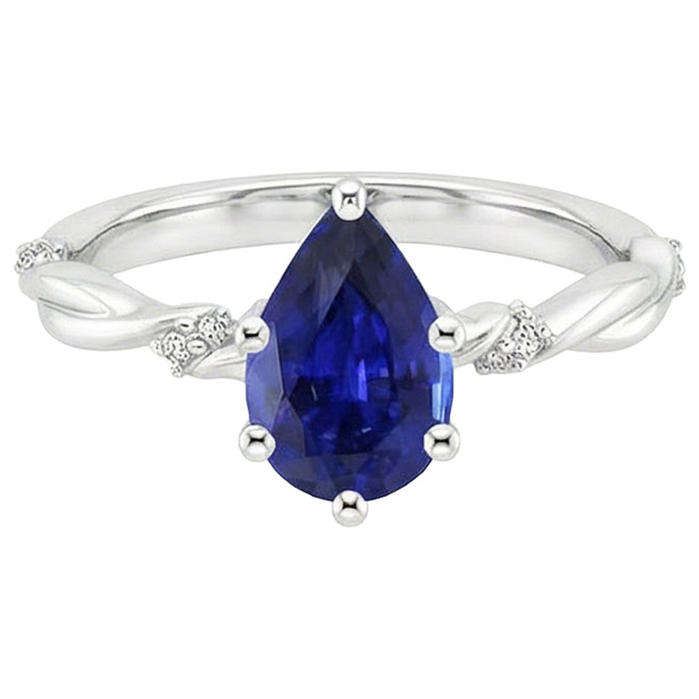 natural round sapphire 3ct ring top view