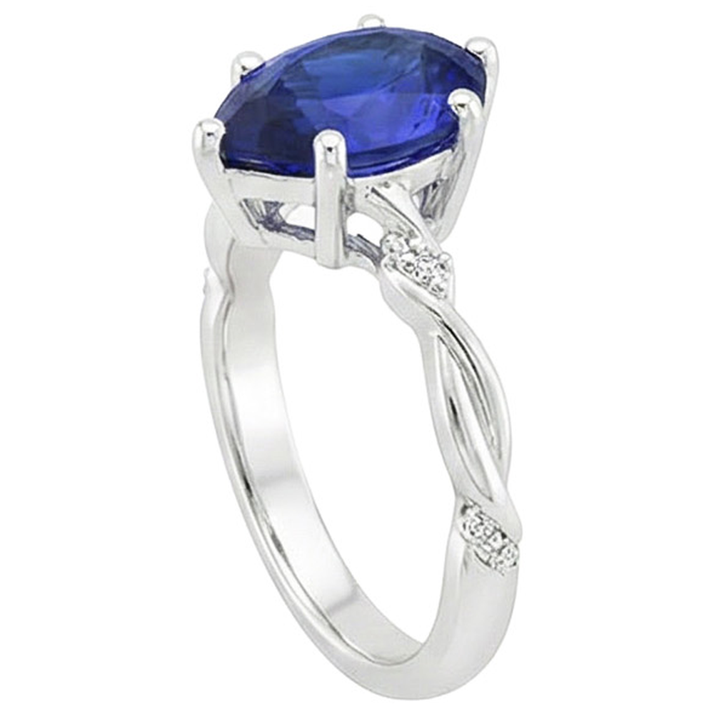 natural round sapphire 3ct ring profile view