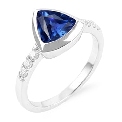 Natural Earth Mined Diamond ( Not Lab Grown ) Gemstone Jewelry 2 Carat Trillion Bezel Set Blue Sa...
