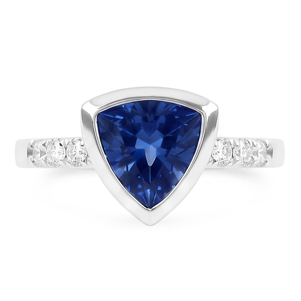 Natural Earth Mined Diamond ( Not Lab Grown ) Gemstone Jewelry 2 Carat Trillion Bezel Set Blue Sa...