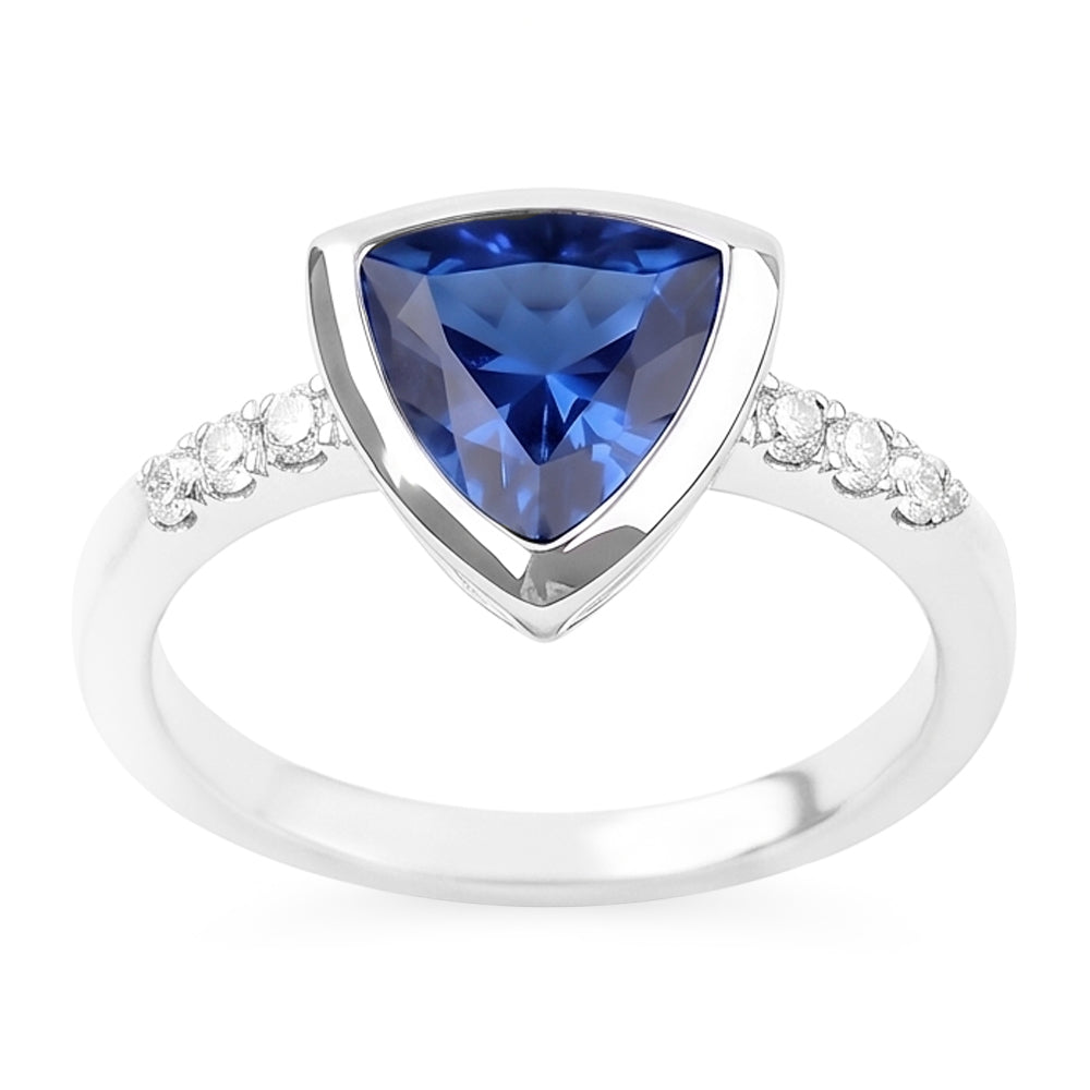 Natural Earth Mined Diamond ( Not Lab Grown ) Gemstone Jewelry 2 Carat Trillion Bezel Set Blue Sa...