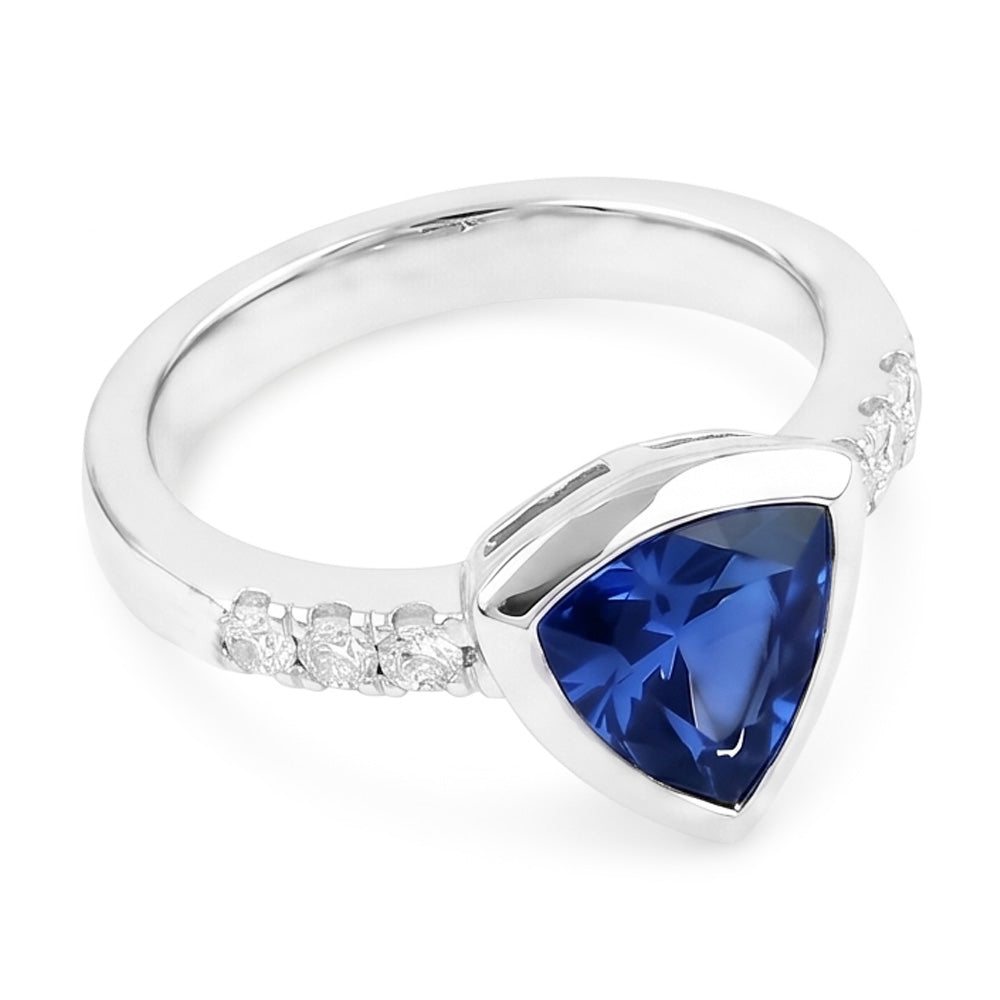 Natural Earth Mined Diamond ( Not Lab Grown ) Gemstone Jewelry 2 Carat Trillion Bezel Set Blue Sa...