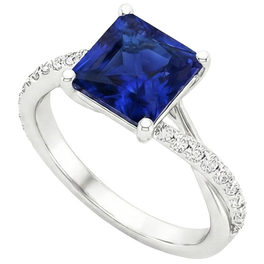 natural round sapphire 6ct ring side angle