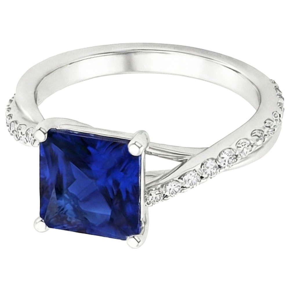 natural round sapphire 6ct ring top view