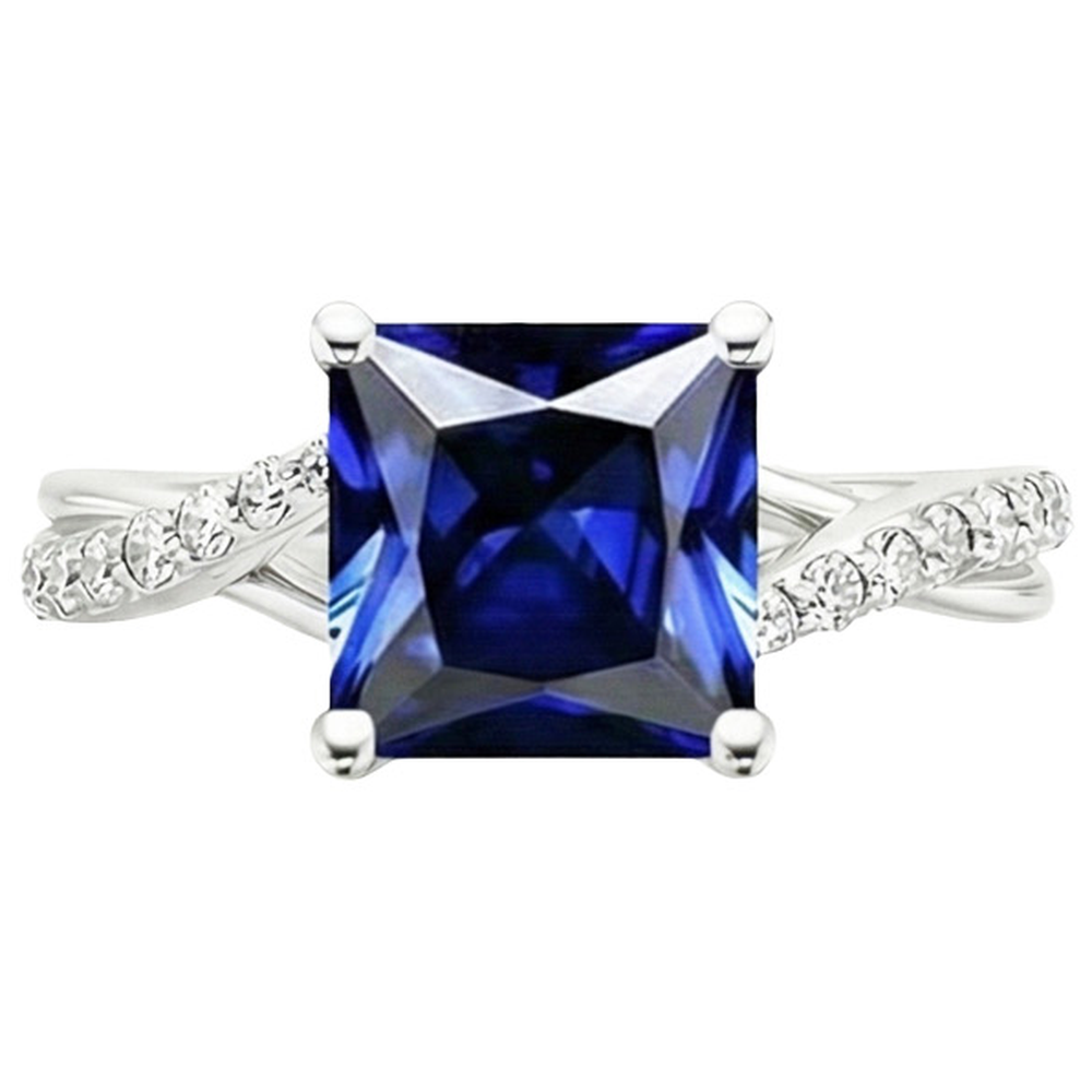 natural round sapphire 6ct ring on white background