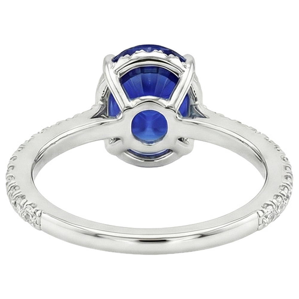 Natural Earth Mined Diamond ( Not Lab Grown ) Halo Anniversary Ring Oval Sri Lankan Sapphire 4 Carats