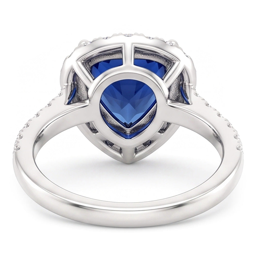 Natural Earth Mined Diamond ( Not Lab Grown ) Halo Anniversary Ring Trillion Cut Sapphire 3 Carats