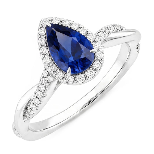 Natural Earth Mined Diamond ( Not Lab Grown ) Halo Blue Sapphire Solitaire With Accents Ring 5.50 Carats