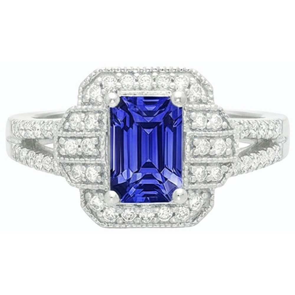 natural emerald sapphire 4ct ring top view