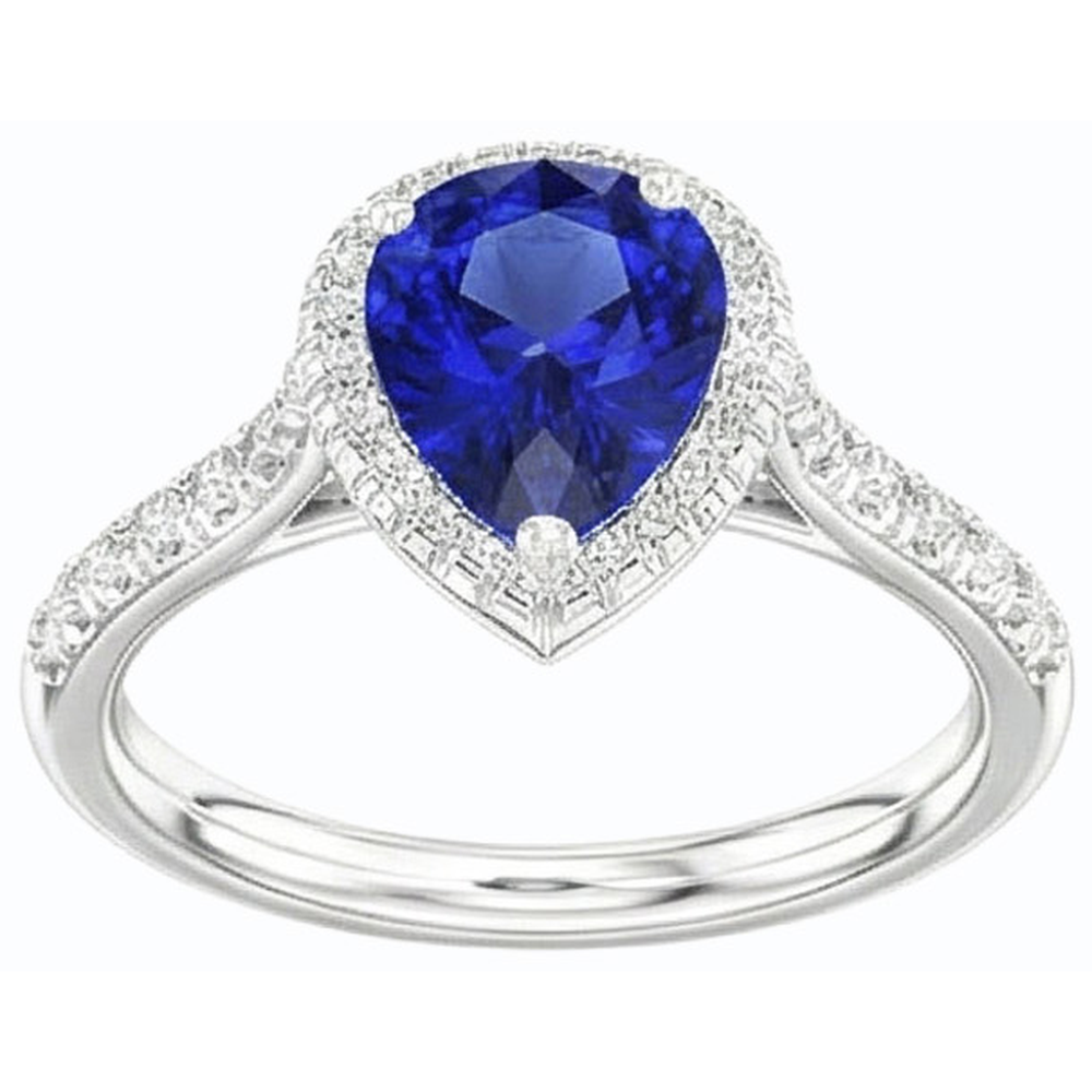 natural round sapphire 3.50ct ring side angle