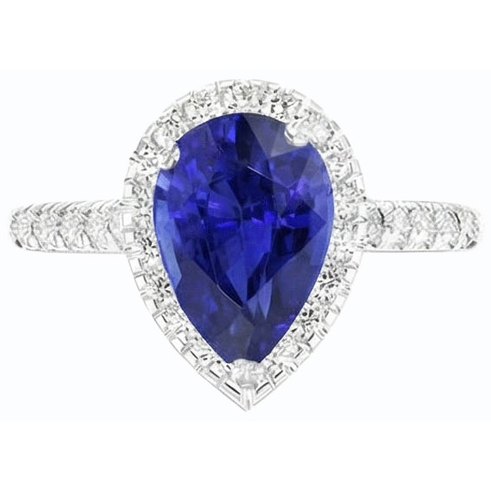 natural round sapphire 3.50ct ring top view