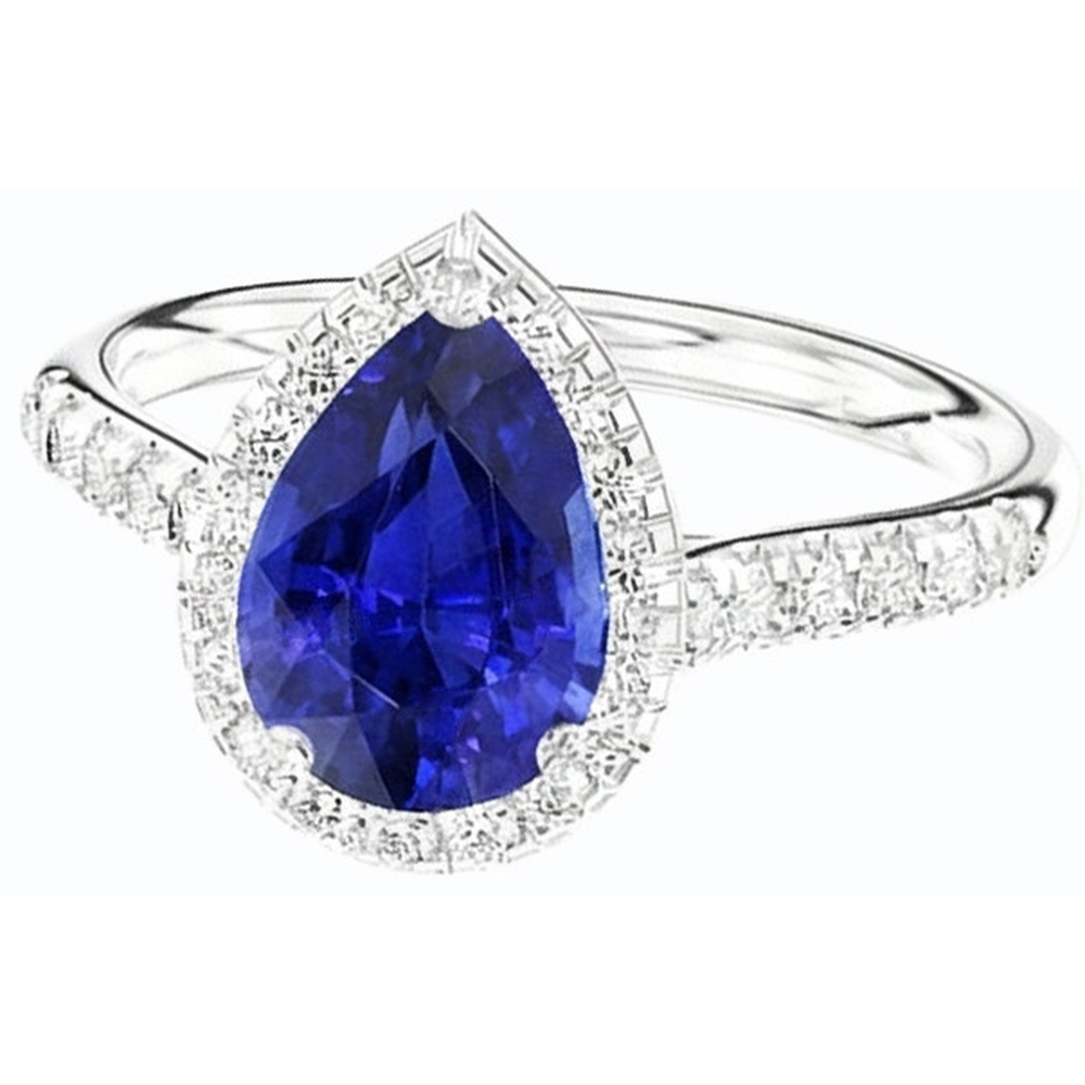 natural round sapphire 3.50ct ring profile view