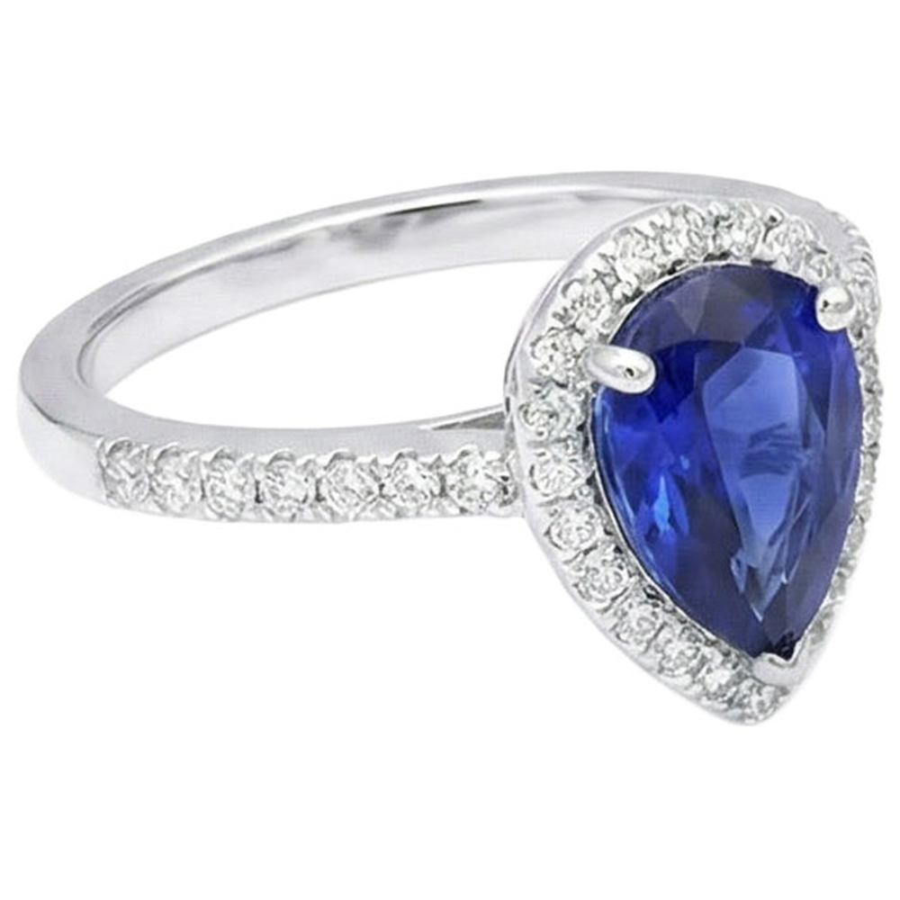 natural round sapphire 3.75ct ring top view