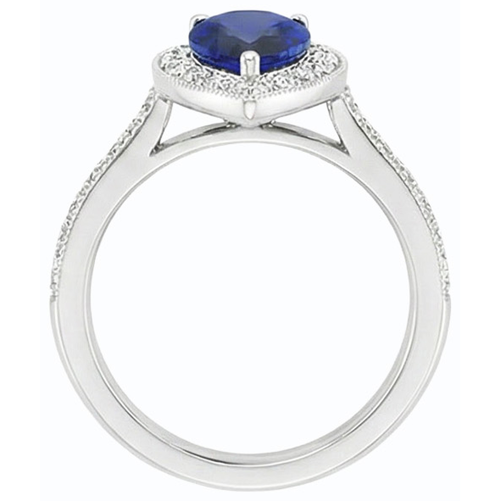 natural round sapphire 4.50ct ring front view