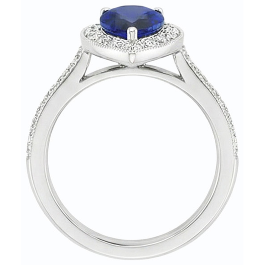 natural round sapphire 4.50ct ring front view