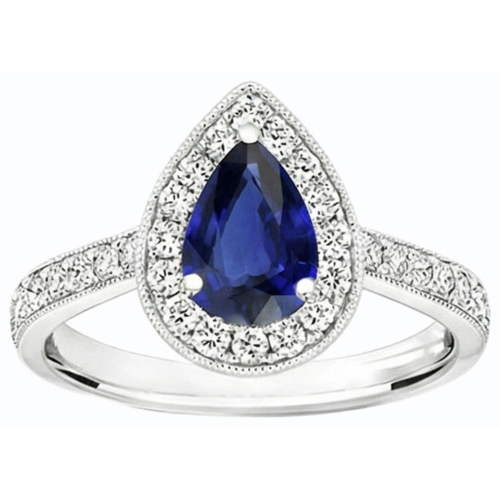 natural round sapphire 4.50ct ring close up detail