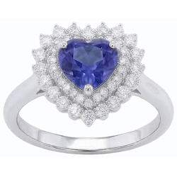Natural Sapphire Ring 3ct - White Gold 14K
