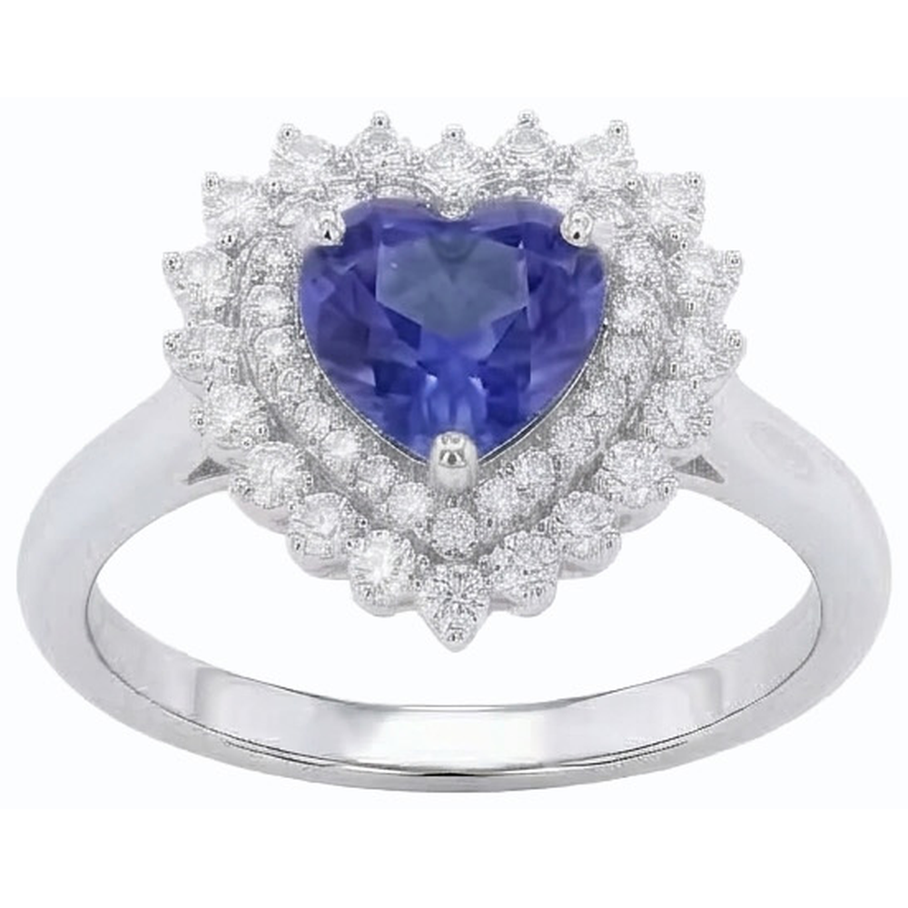 natural round sapphire 3ct ring front view
