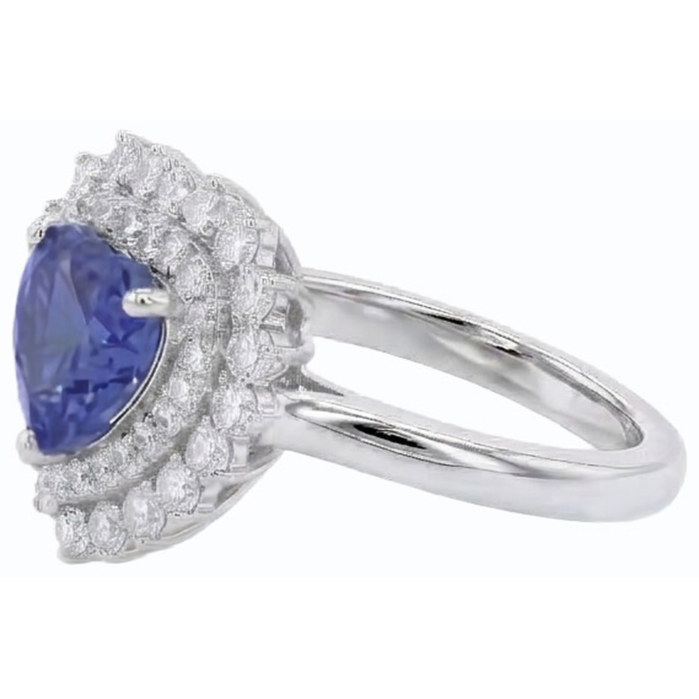 natural round sapphire 3ct ring close up detail