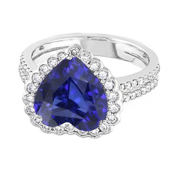 Natural Sapphire Ring 5ct - White Gold 14K