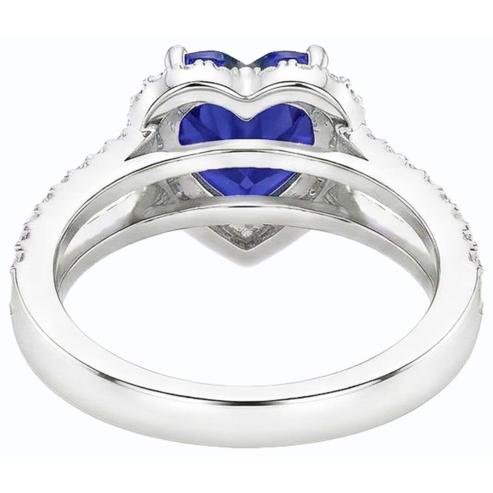 natural round sapphire 3.50ct ring on white background