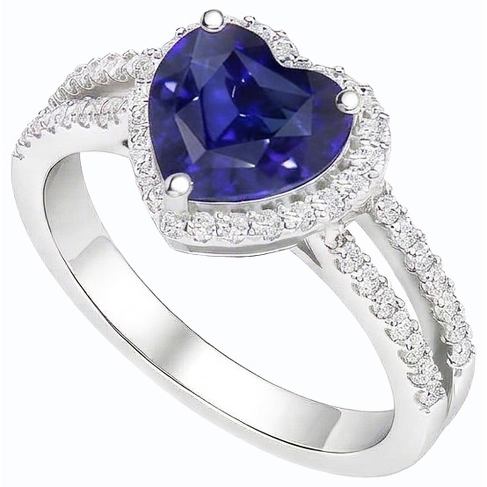 natural round sapphire 3.50ct ring side angle
