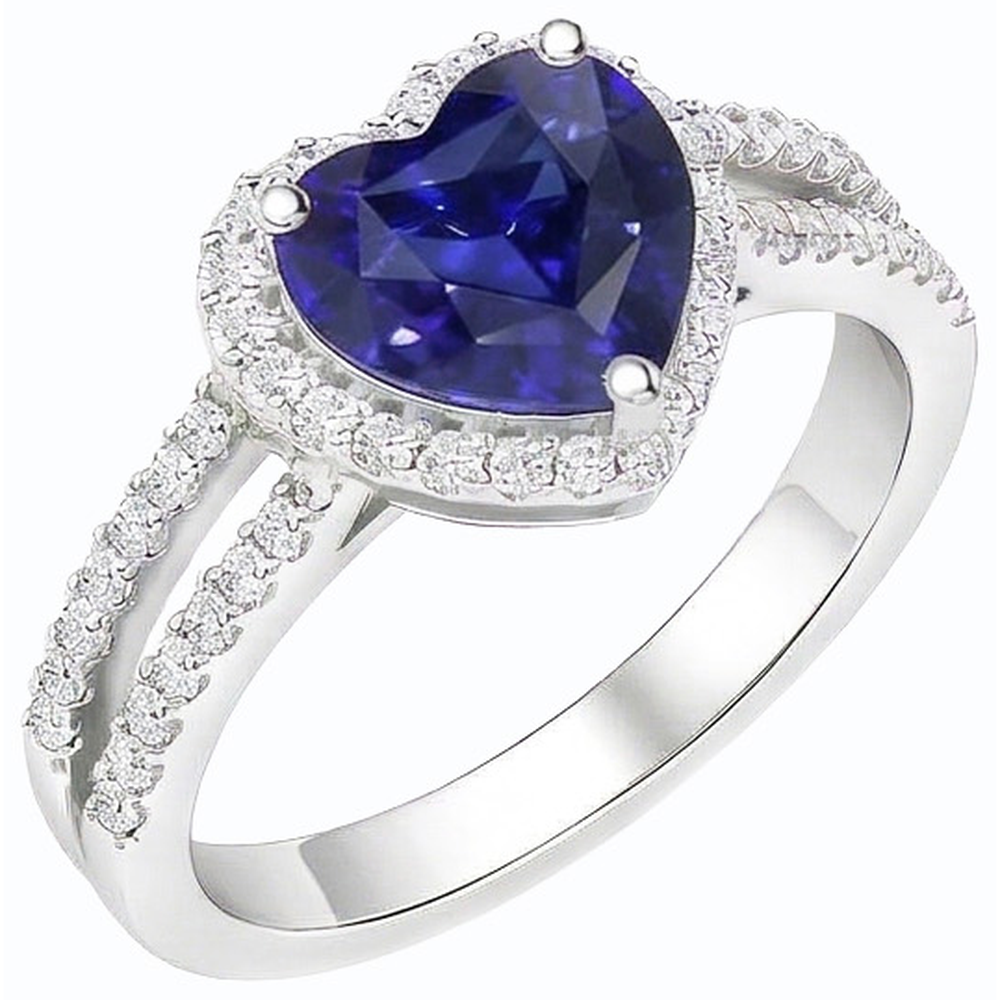 natural round sapphire 3.50ct ring top view