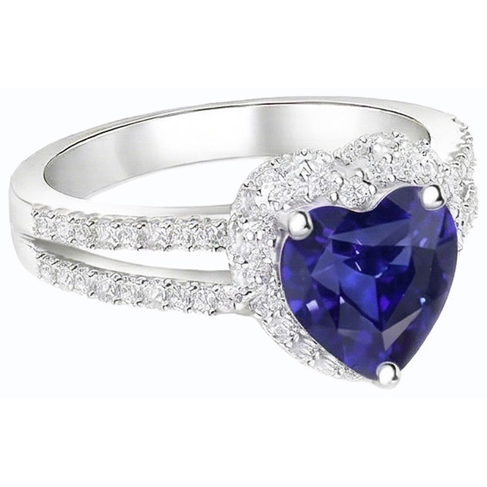 natural round sapphire 3.50ct ring profile view