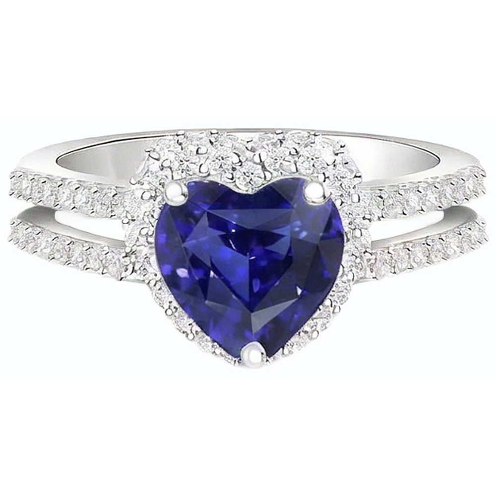 natural round sapphire 3.50ct ring close up detail