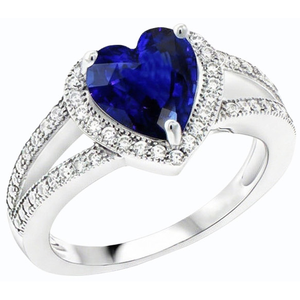 natural round sapphire 4ct ring side angle