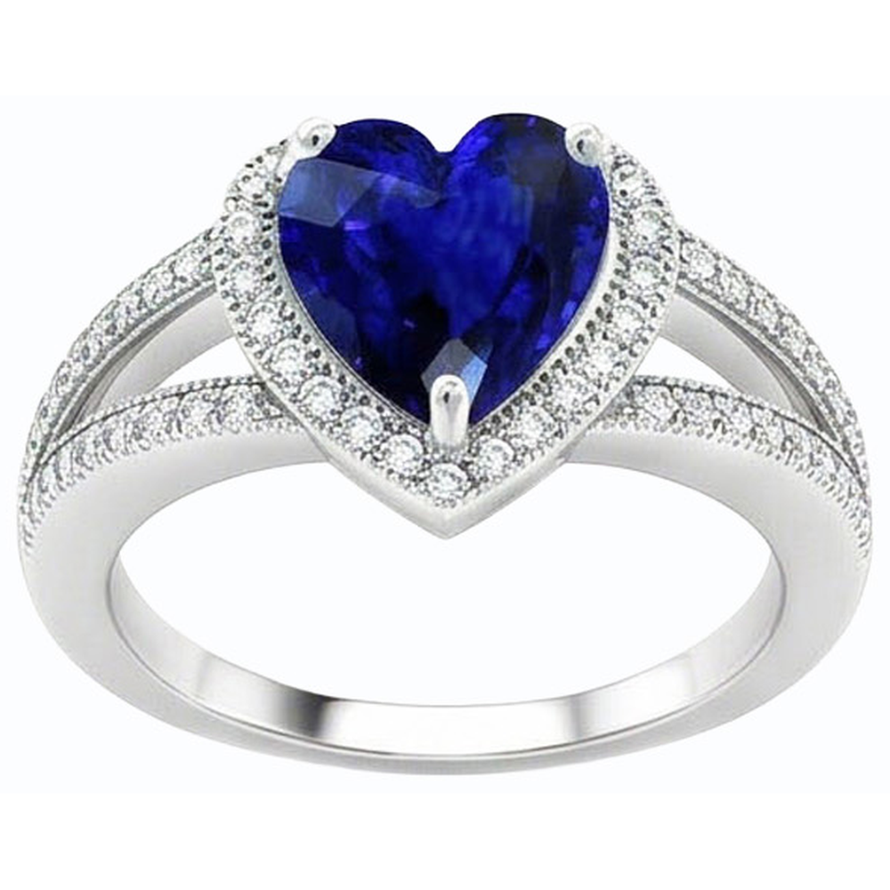 natural round sapphire 4ct ring close up detail