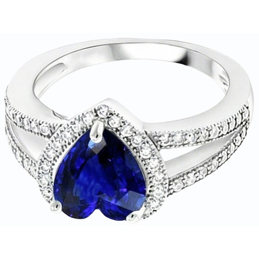 natural round sapphire 4ct ring top view