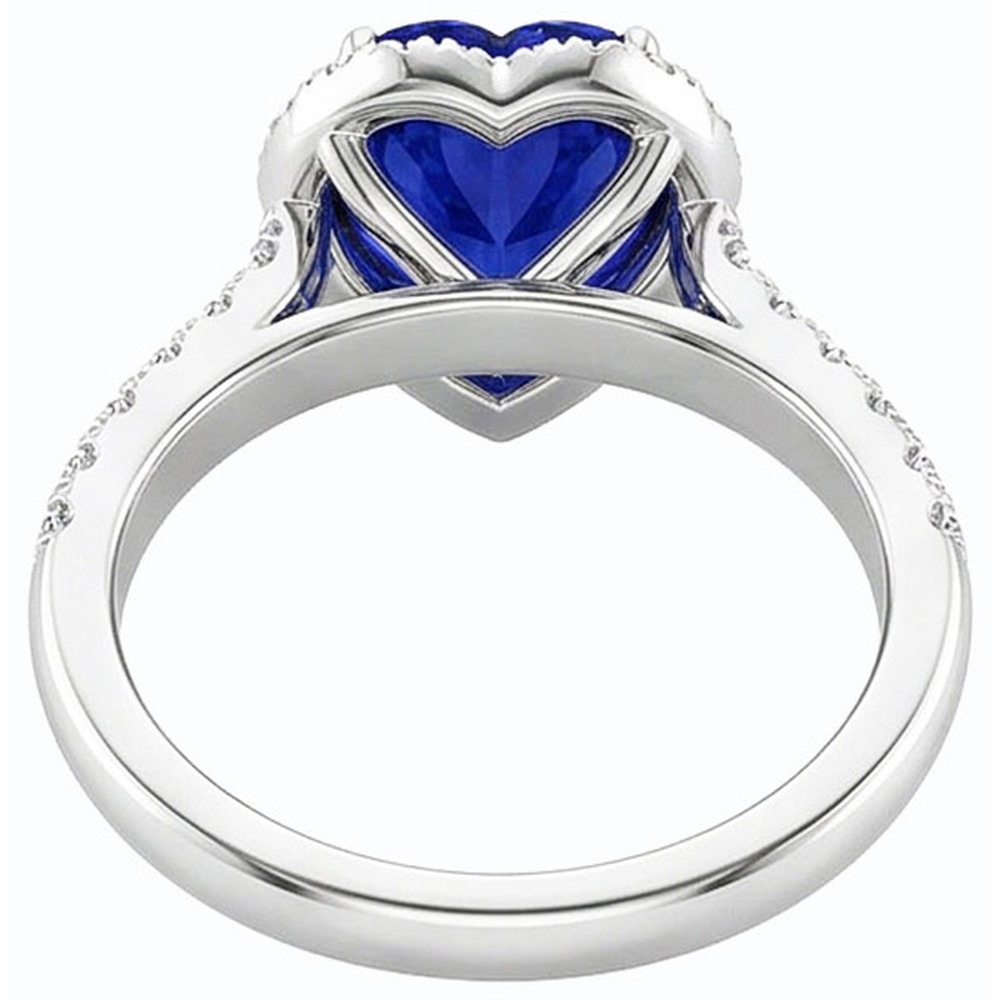 natural round sapphire 3.50ct ring profile view