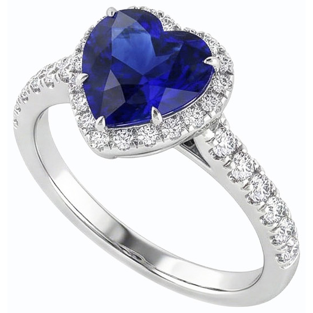 natural round sapphire 3.50ct ring front view