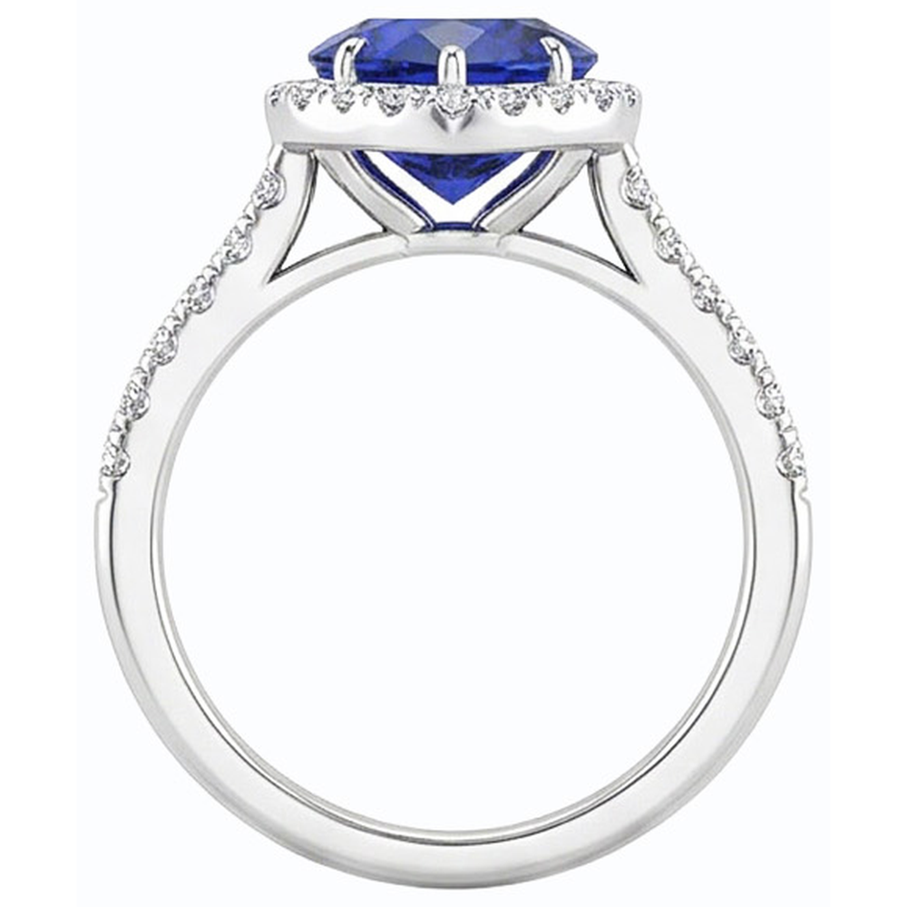natural round sapphire 3.50ct ring top view