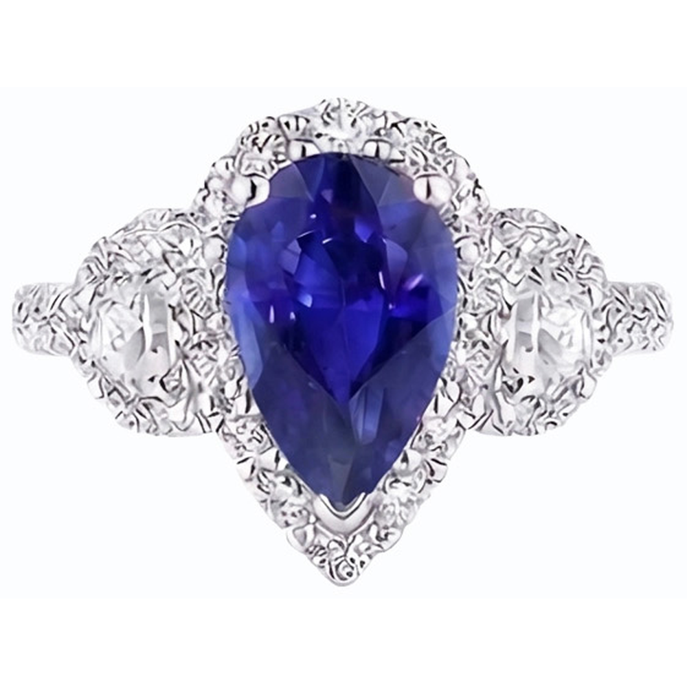 natural round sapphire 4.50ct ring close up detail
