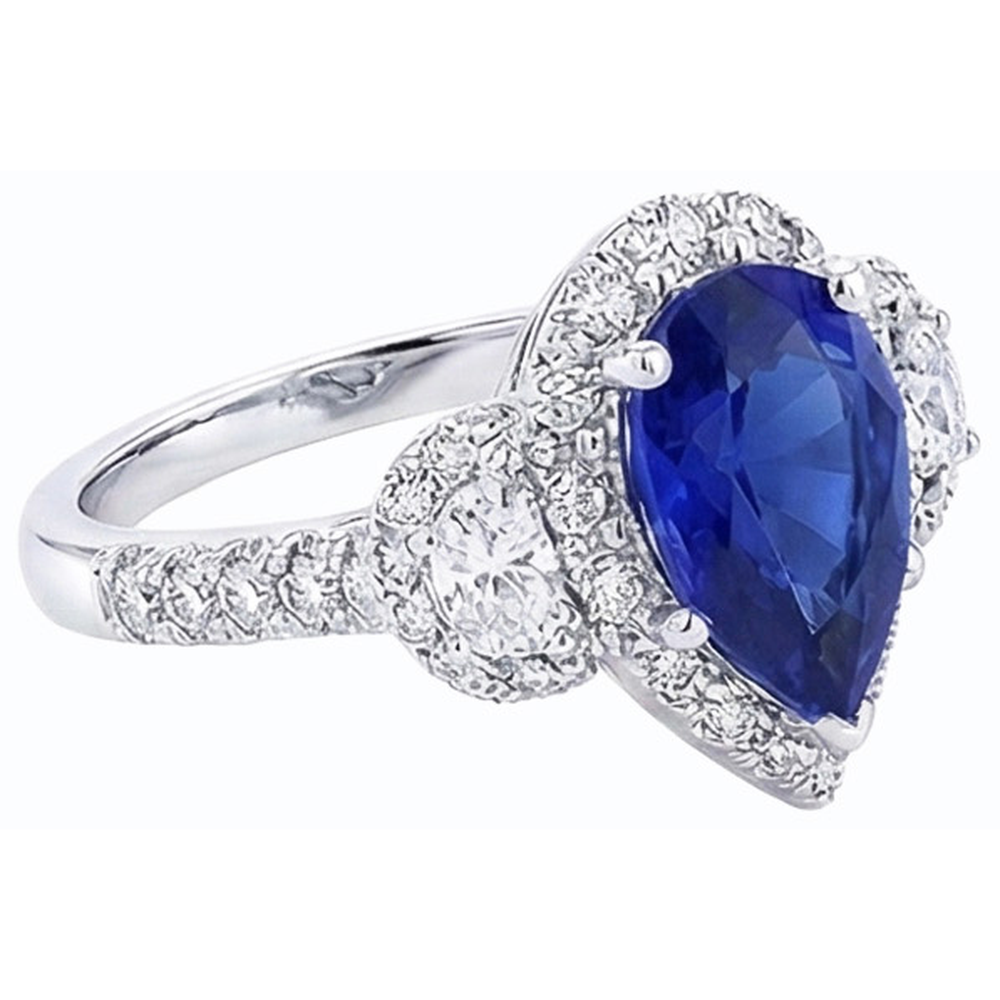 natural round sapphire 4.50ct ring top view