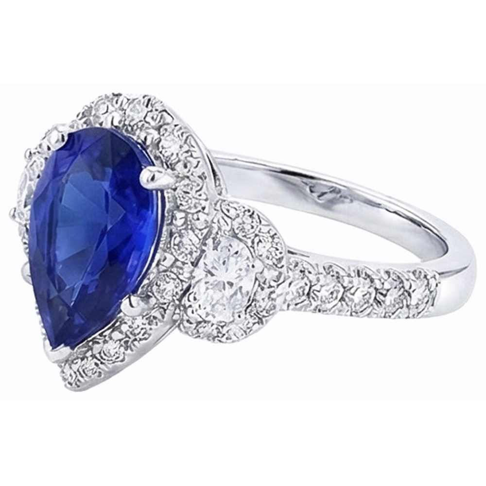 natural round sapphire 4.50ct ring profile view